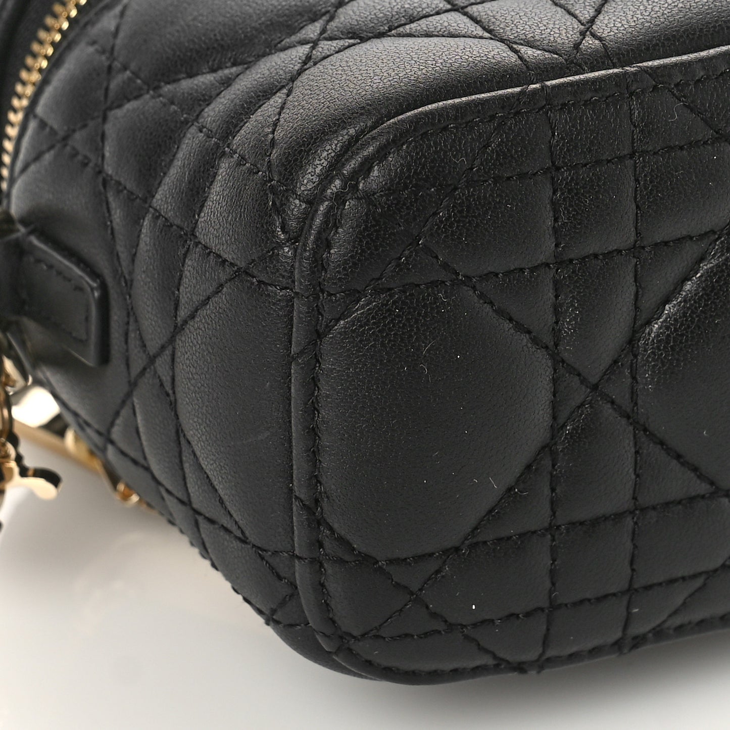 Lambskin Cannage Micro Lady Dior Vanity Case Black