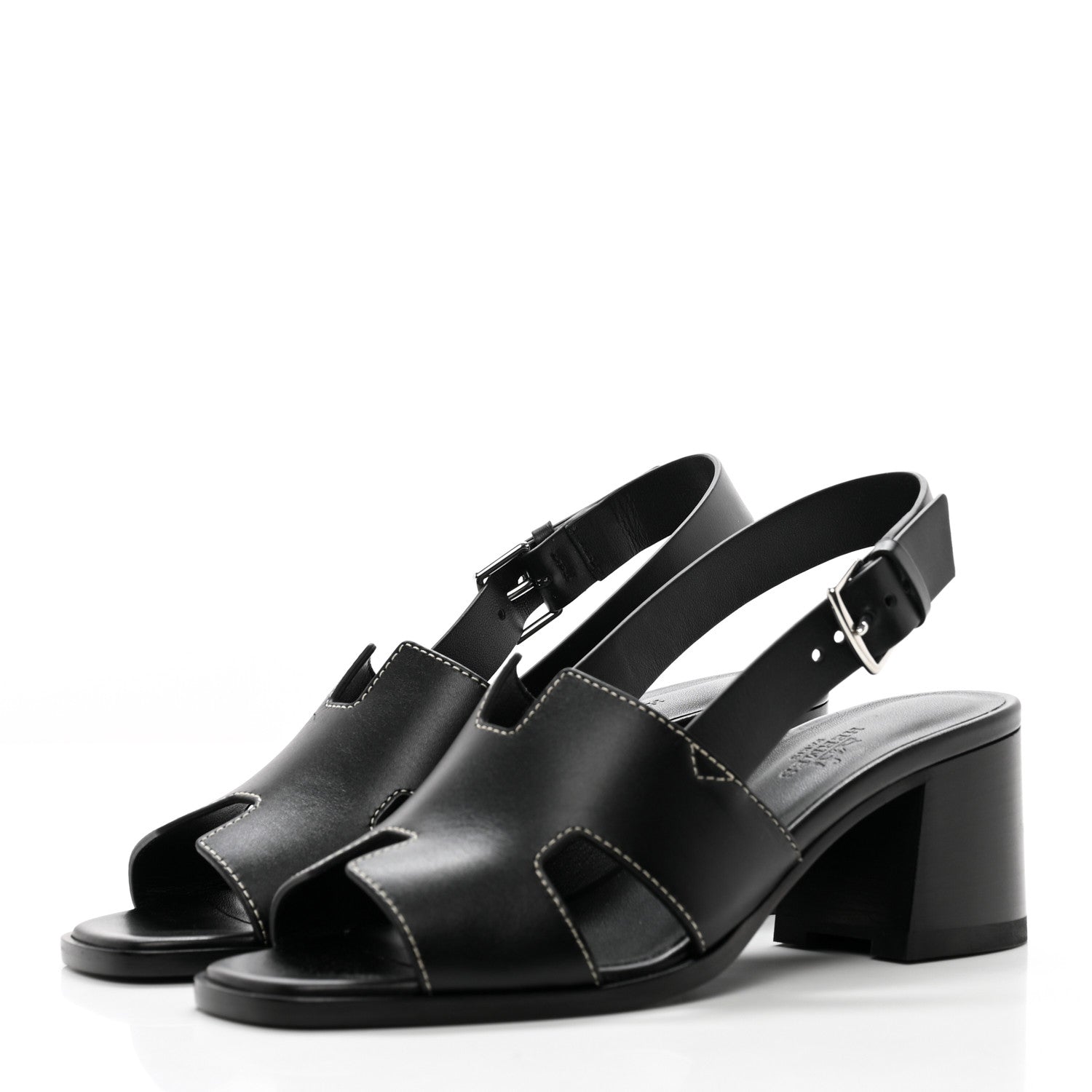 Hermes Calfskin Elbe 60 Sandals 37 Black 3 of 12