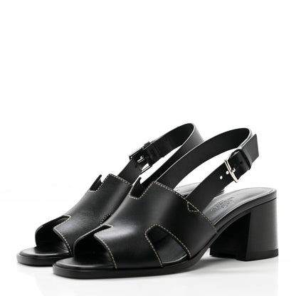Hermes Calfskin Elbe 60 Sandals 37 Black 3 of 12