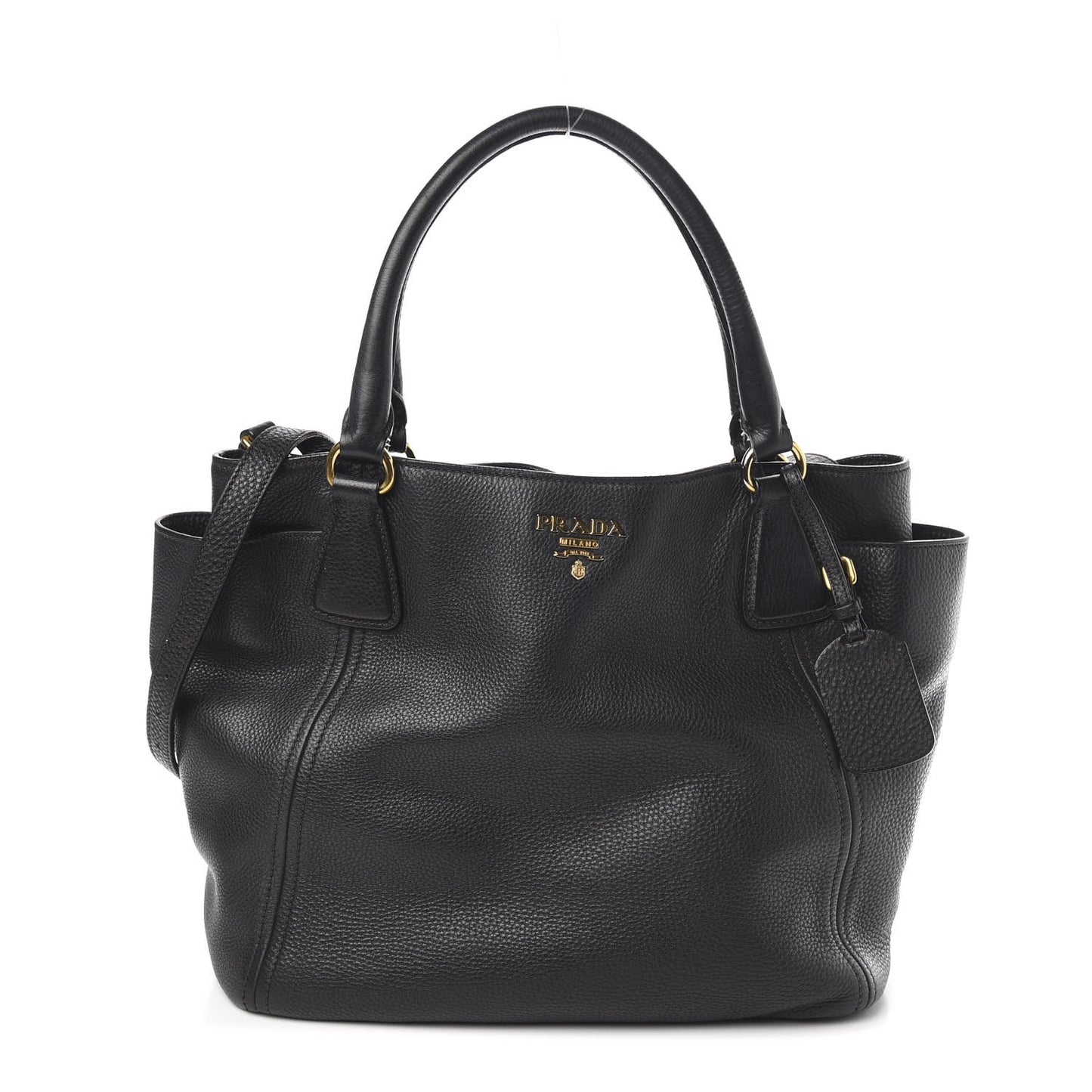 Vitello Daino Side Pocket Tote Black