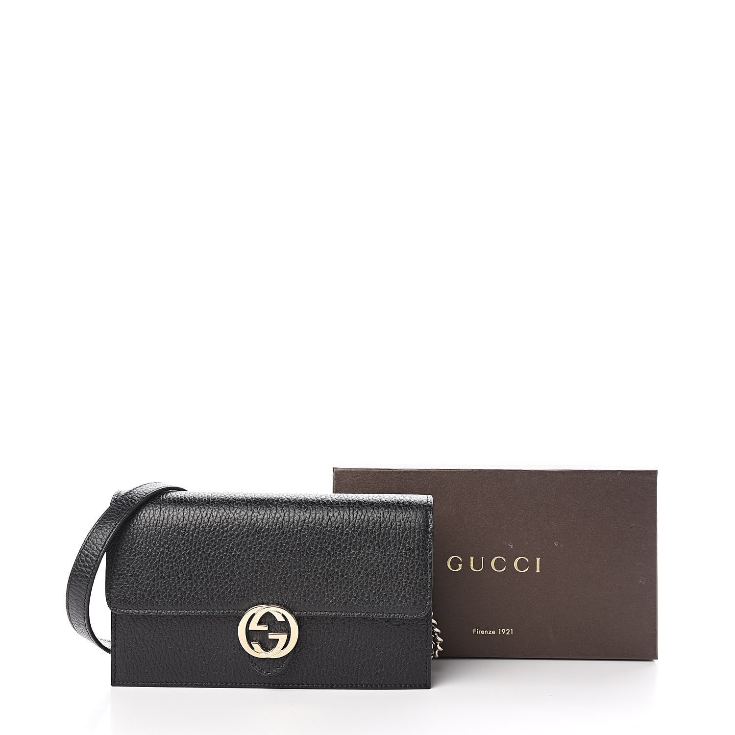 Gucci Dollar Calfskin Interlocking G Chain Wallet Black 11 of 11