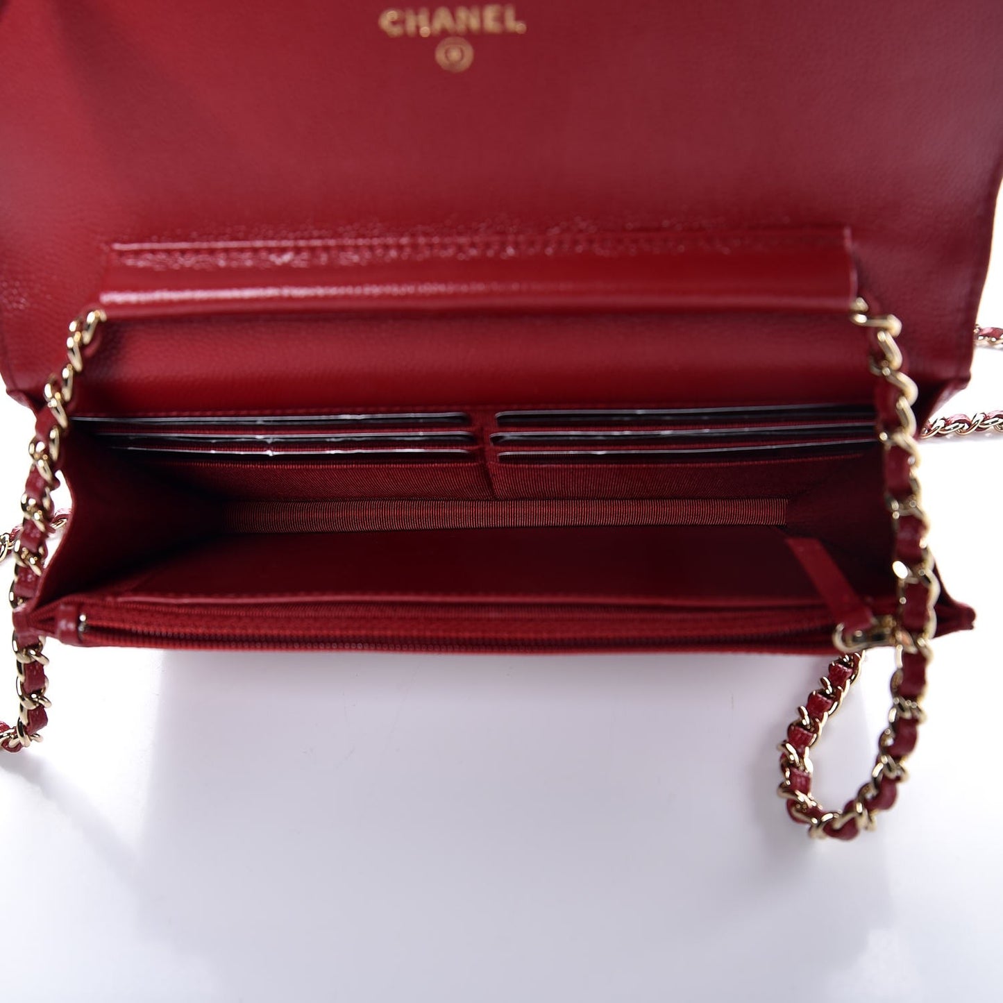 Caviar Quilted Wallet on Chain WOC Red