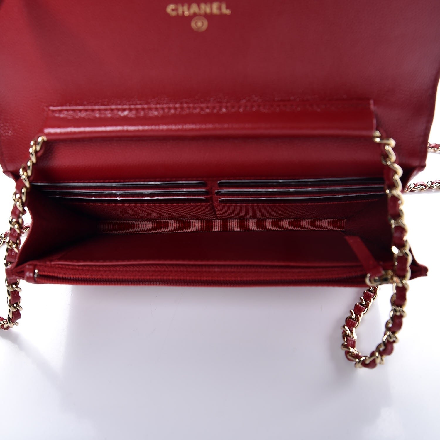 Chanel Caviar Quilted Wallet on Chain WOC Red 5 of 9