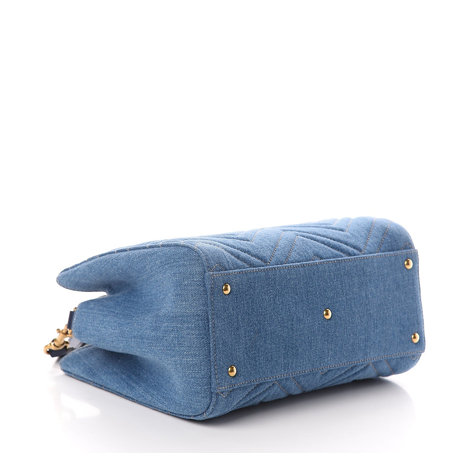 Gucci Denim Matelasse Small Pearly GG Marmont Tote Blue 3 of 8
