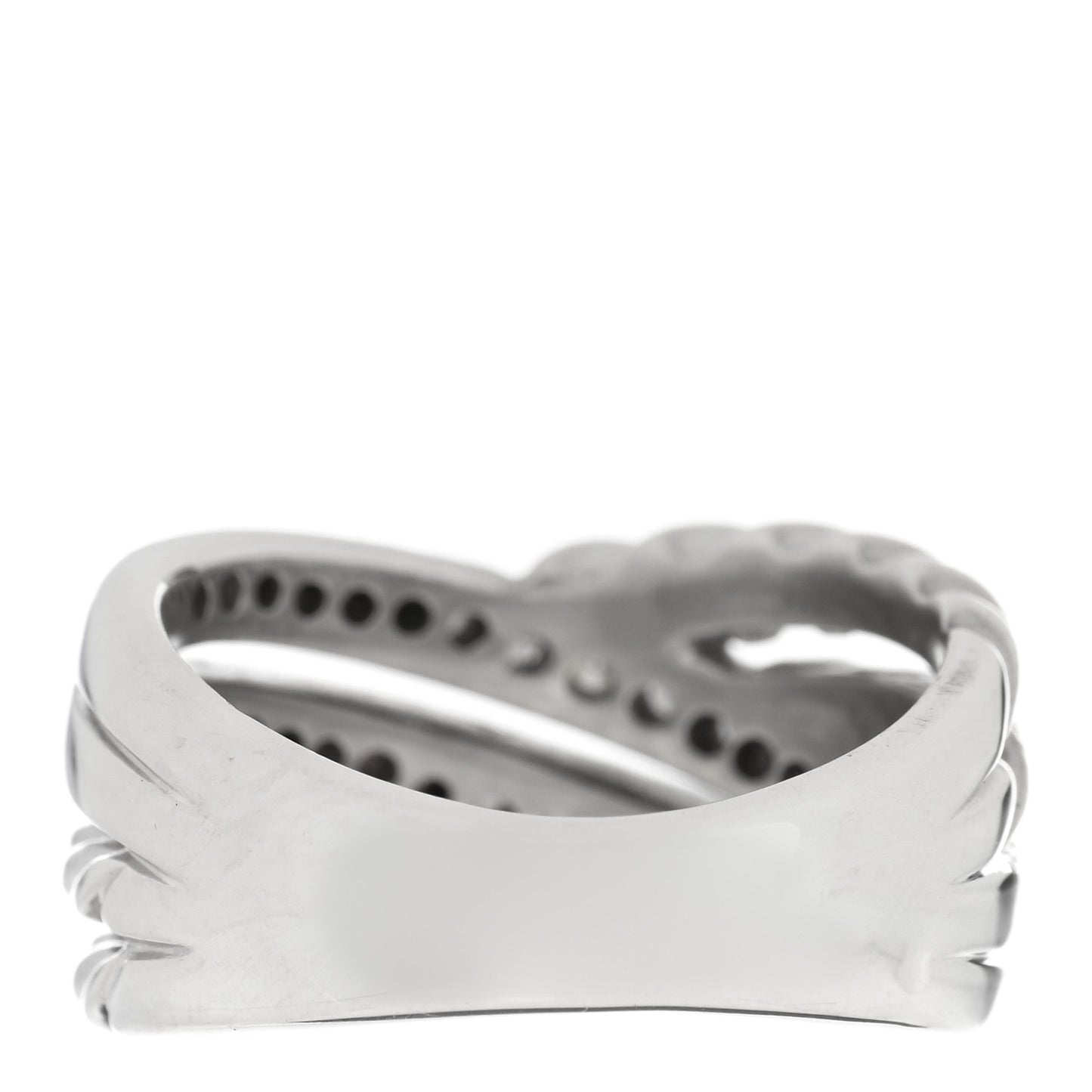 Sterling Silver Pave Diamond 11mm Crossover Cable Ring 54 7