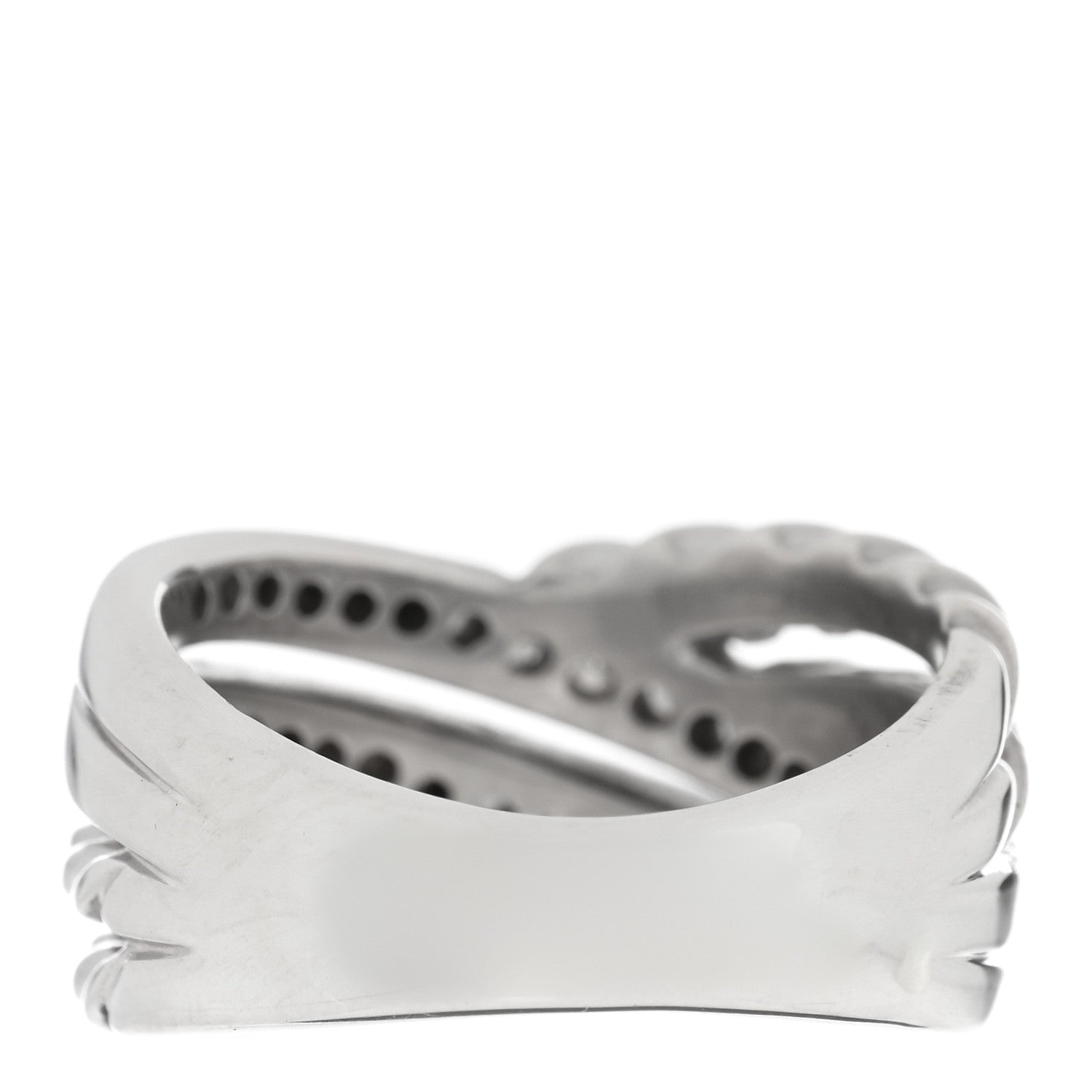 David Yurman Sterling Silver Pave Diamond 11mm Crossover Cable Ring 54 7 3 of 4