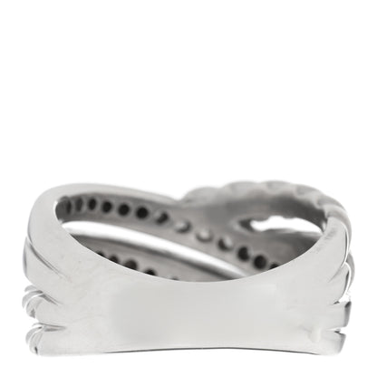 David Yurman Sterling Silver Pave Diamond 11mm Crossover Cable Ring 54 7 3 of 4