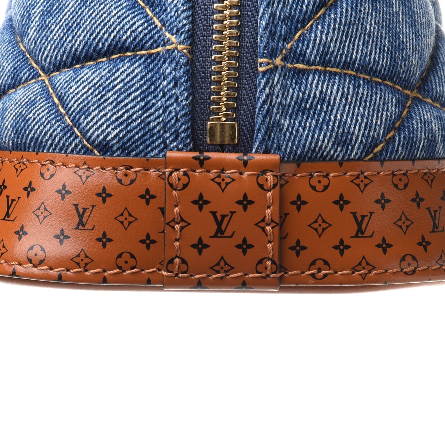 Denim Calfskin Reverse Monogram Malletage Alma BB Blue