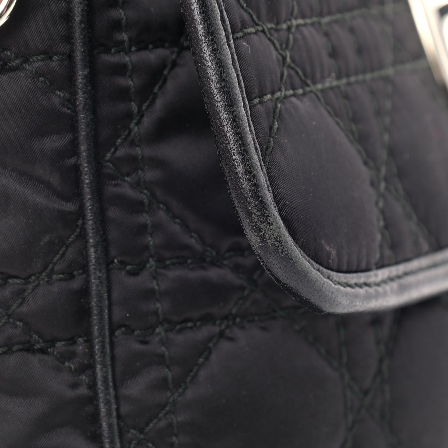 Nylon Cannage Charming Lock Bag Black