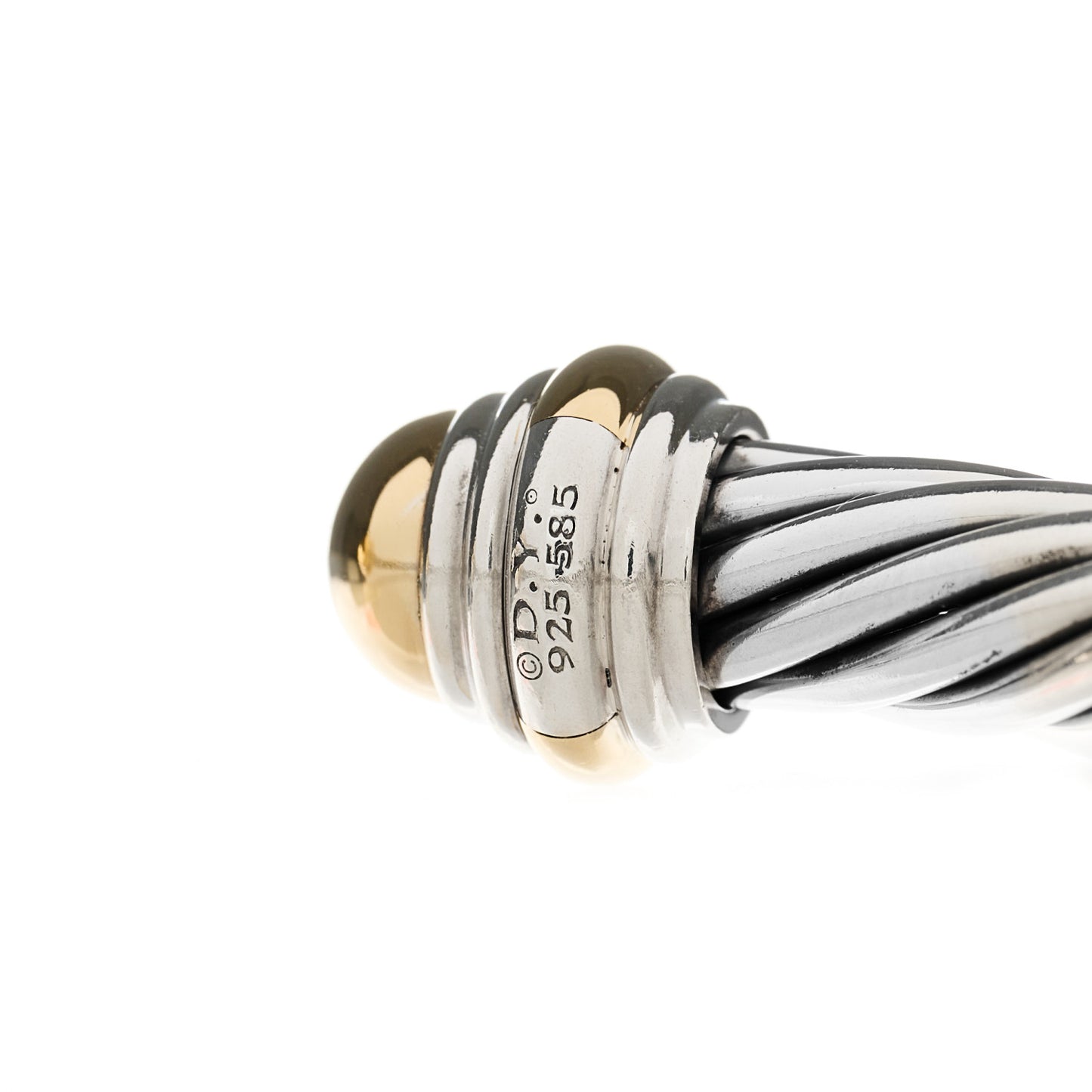 Sterling Silver 14K Yellow Gold 7mm Cable Classics Dome Bracelet