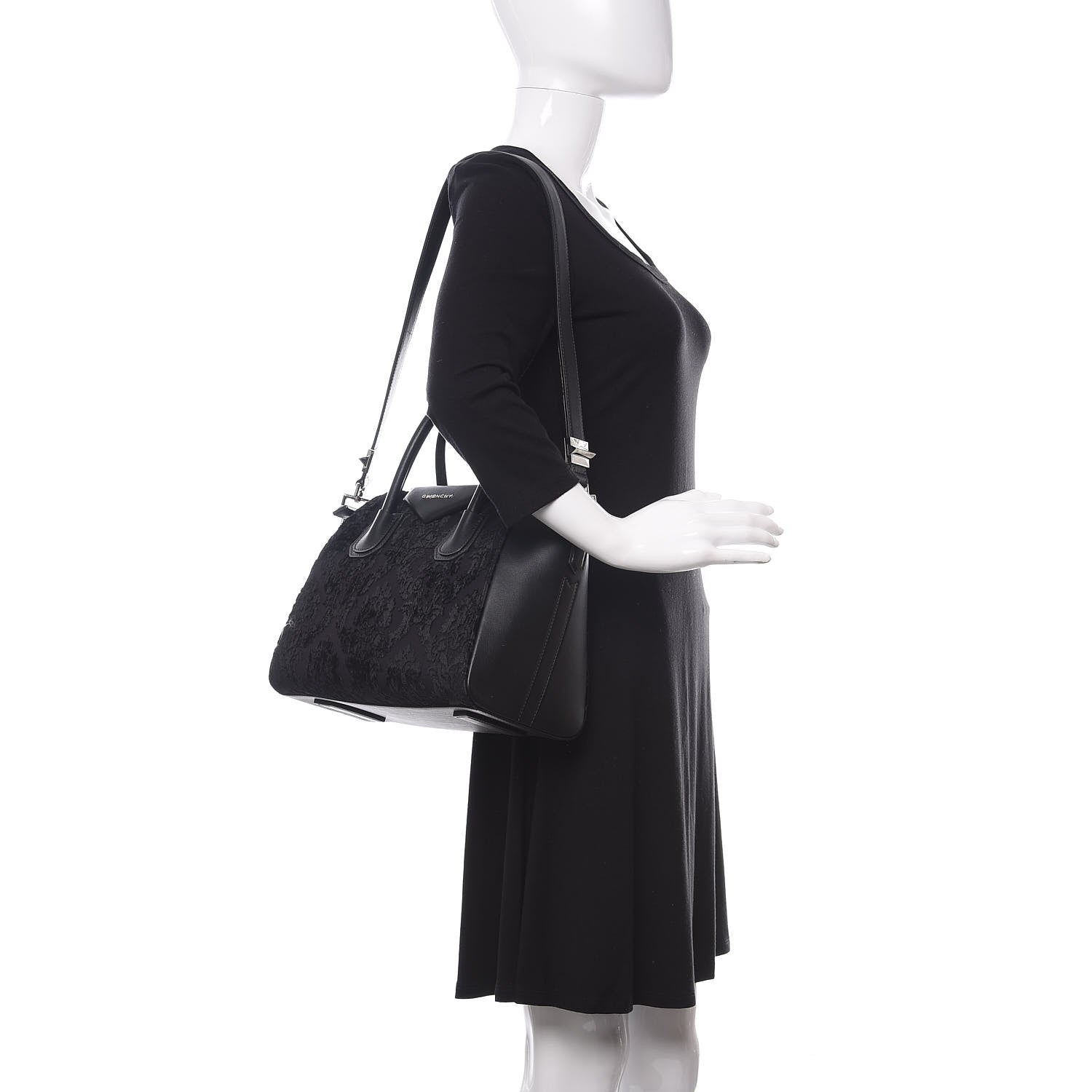 Givenchy Calfskin Velvet Small Devoree Antigona Black 2 of 11