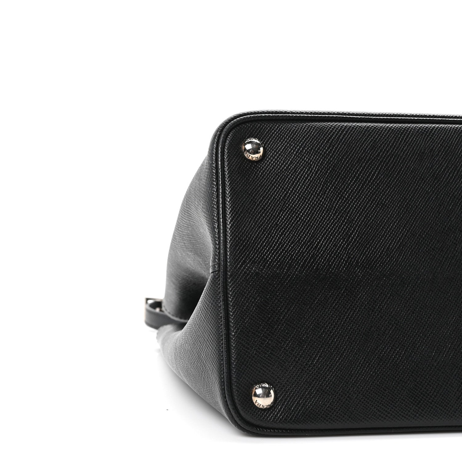 Prada Saffiano Cuir Large Double Bag Black Fuoco 8 of 9