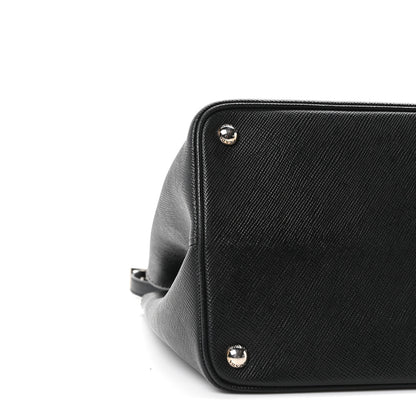 Prada Saffiano Cuir Large Double Bag Black Fuoco 8 of 9