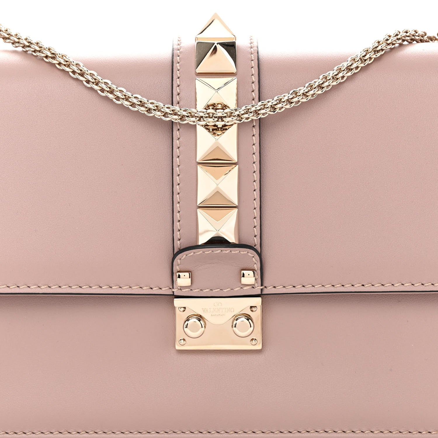 Valentino Garavani Vitello Medium Glam Lock Rockstud Flap Poudre 7 of 10