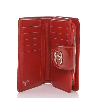 Chanel Patent Quilted Brilliant Compact Zip Wallet Red 5 of 8