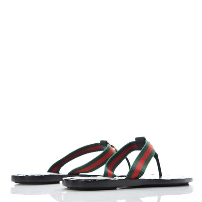 Gucci Nylon Guccissima Web Womens Thong Sandals 38.5 Green Red Black 4 of 12