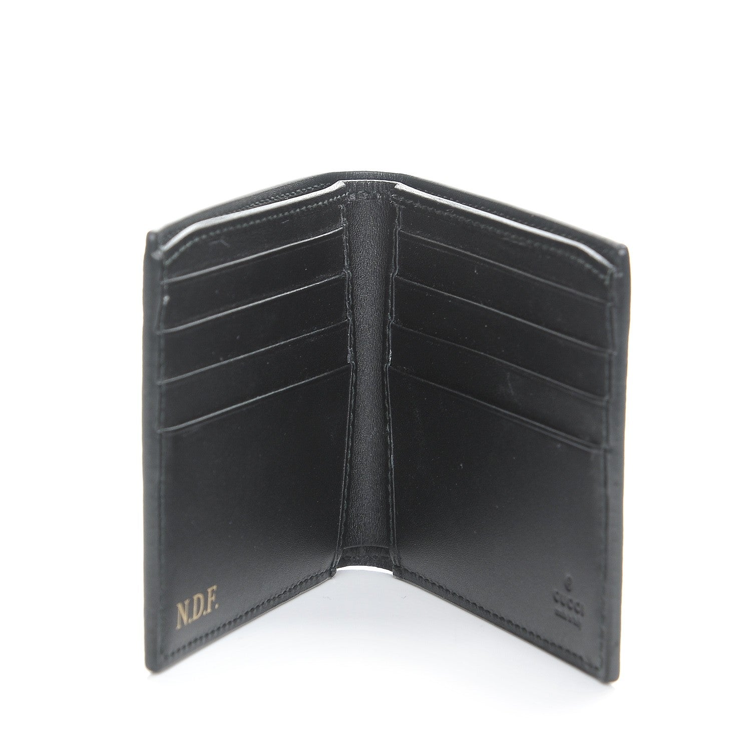 Gucci GG Supreme Monogram Blooms Bi-Fold Wallet Beige New Military Black 5 of 9