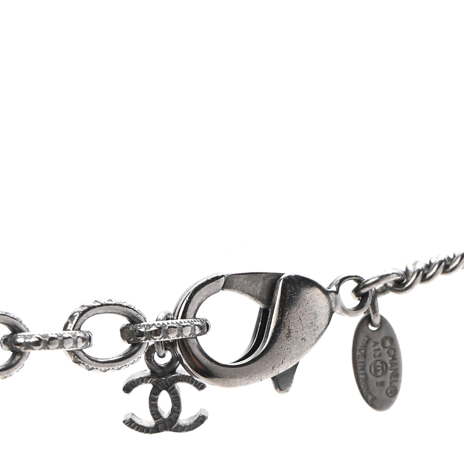 Chanel Pearl CC Pendant Necklace Silver 5 of 6