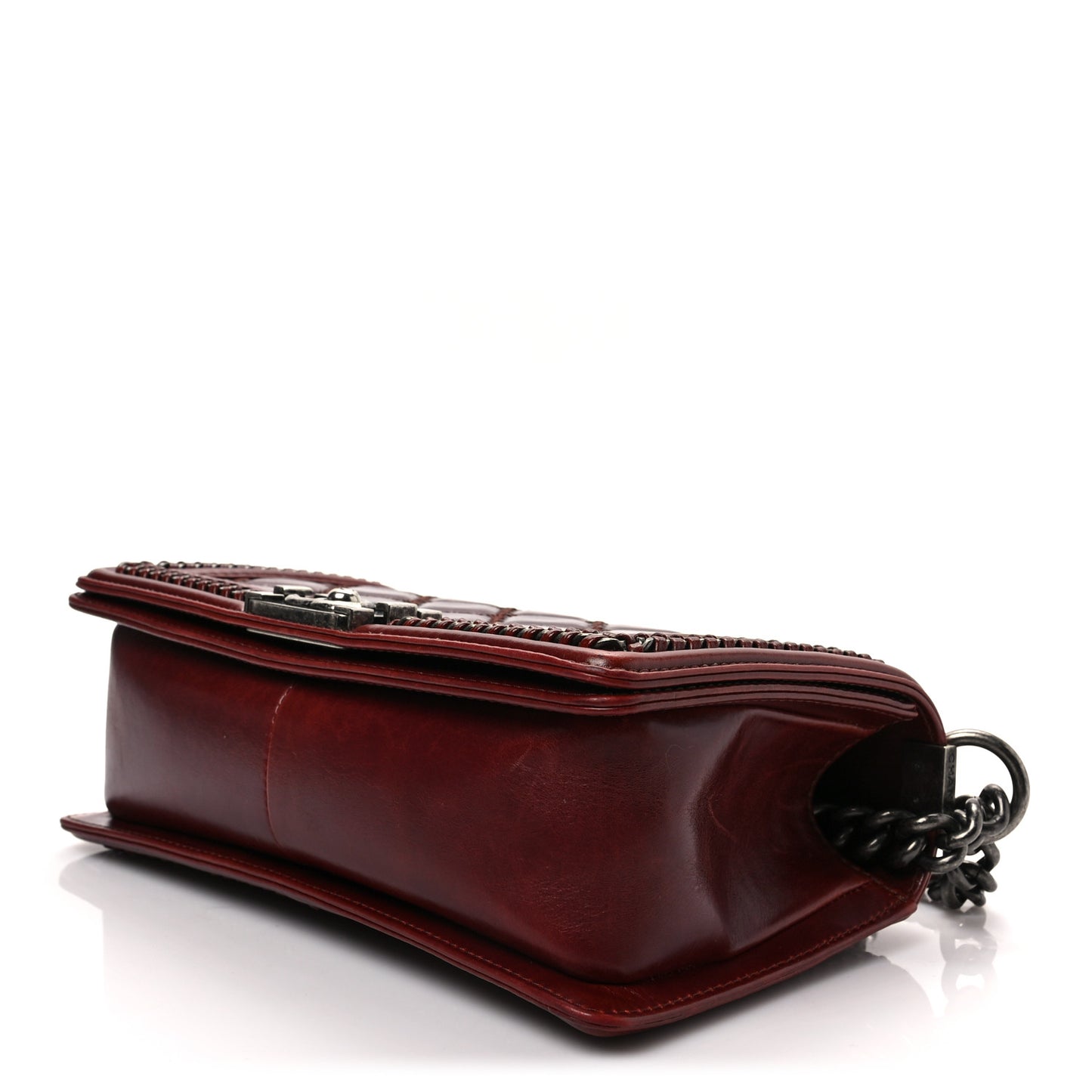 Goatskin Quilted Medium Boy Handle Flap Burgundy