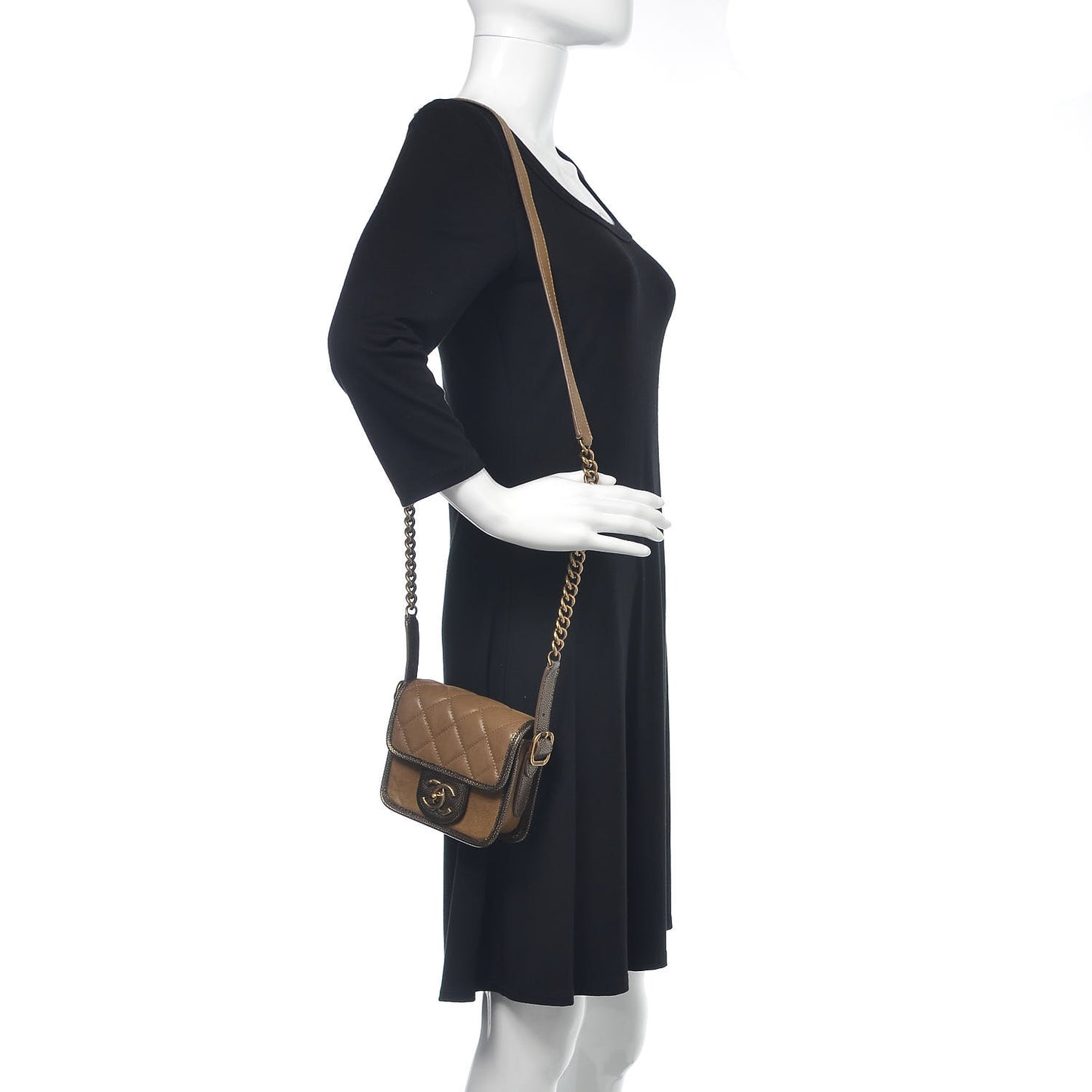 Iridescent Calfskin Back To School Mini Crossbody Flap Dark Gold