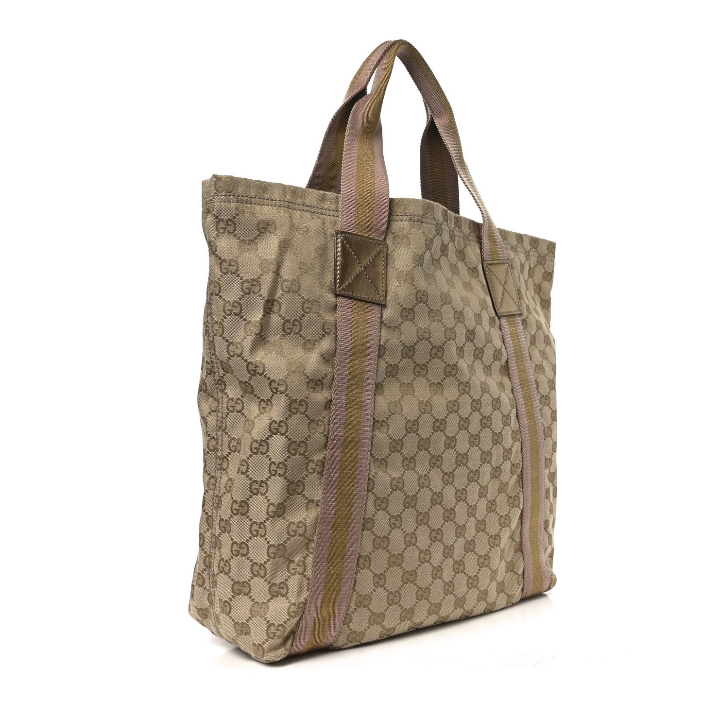 GG Monogram Medium Web Handle Vertical Tote Pink Gold