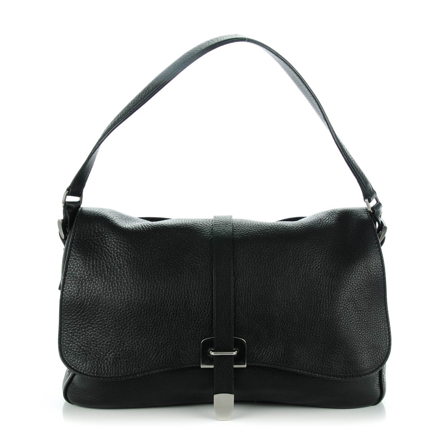 Vitello Daino Shoulder Flap Bag Nero Black