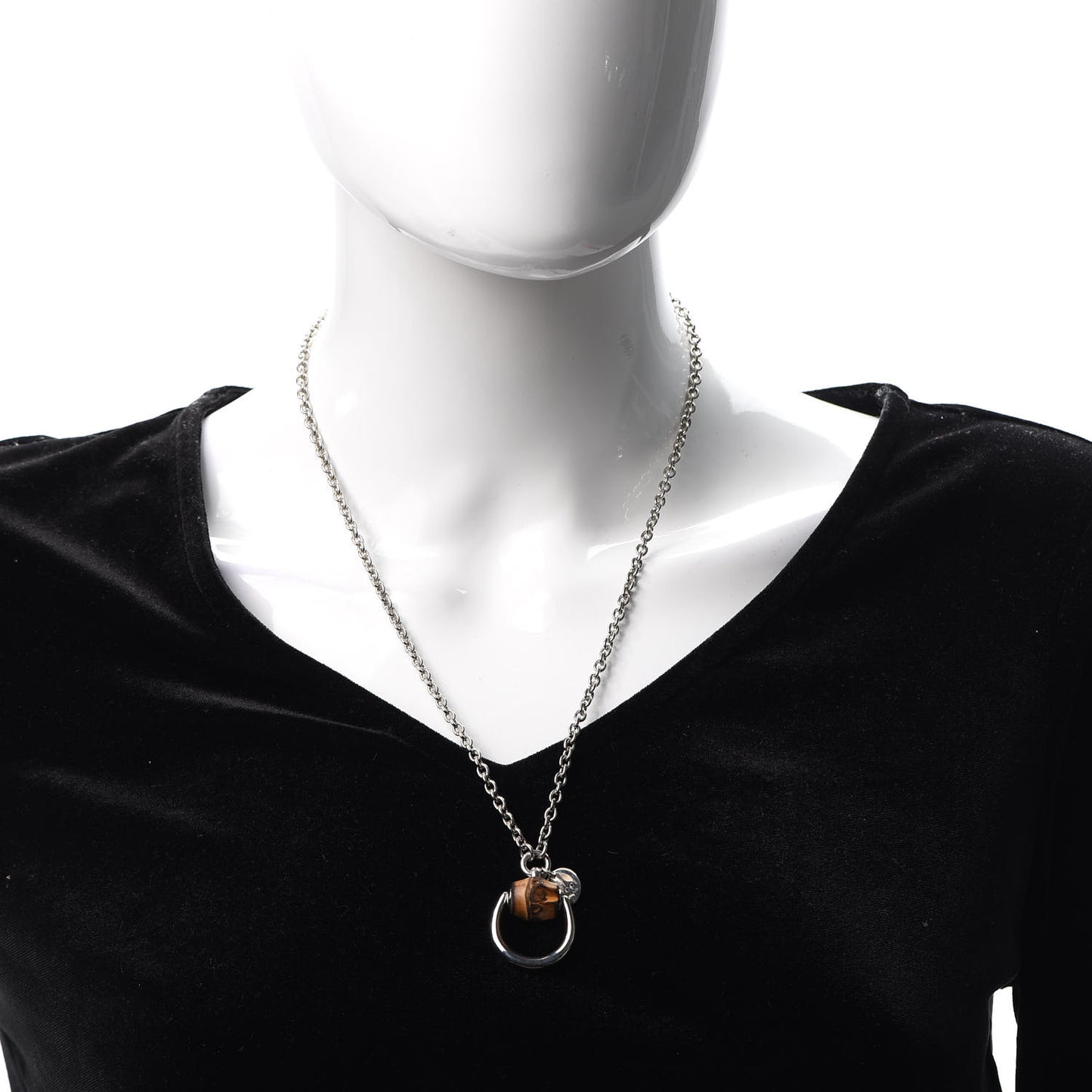 Sterling Silver Bamboo Horsebit Pendant Necklace