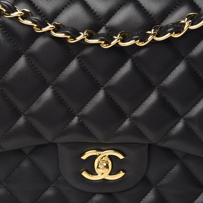 Chanel Lambskin Quilted Jumbo Double Flap Black 10 of 14