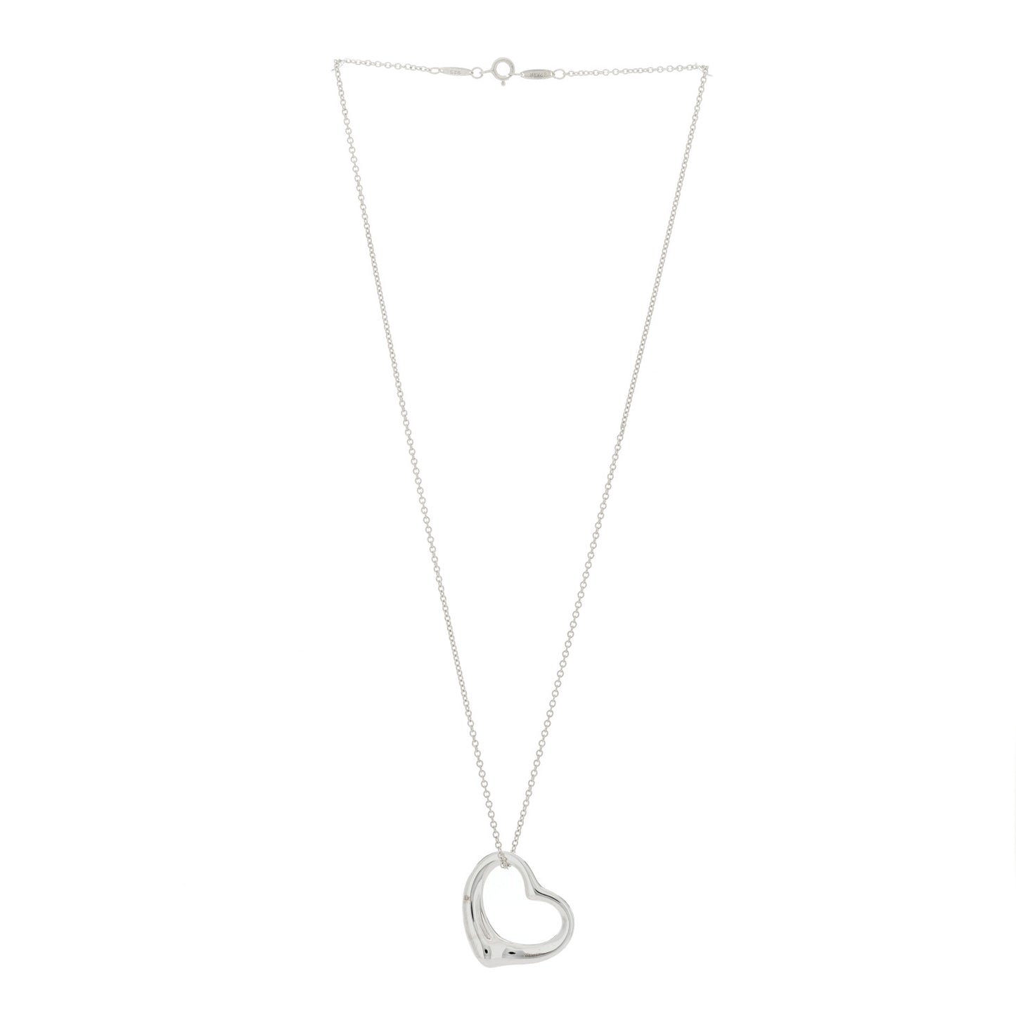 Sterling Silver 27mm Elsa Peretti Open Heart Pendant Necklace