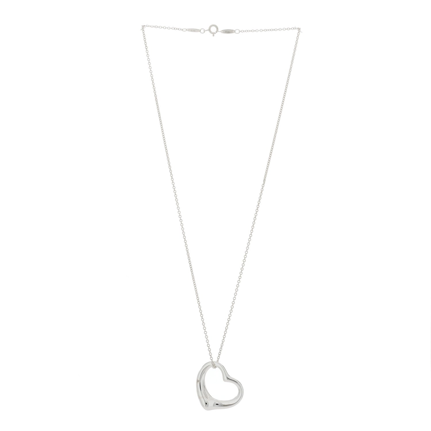 Tiffany Sterling Silver 27mm Elsa Peretti Open Heart Pendant Necklace 2 of 5