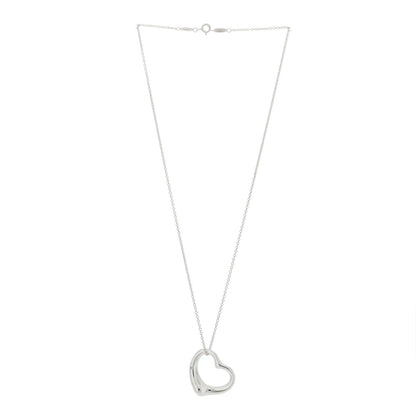 Tiffany Sterling Silver 27mm Elsa Peretti Open Heart Pendant Necklace 2 of 5
