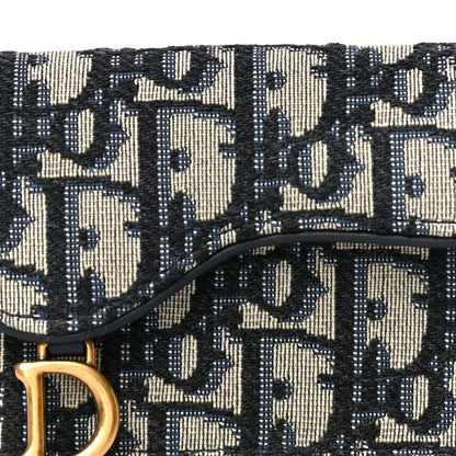 Christian Dior Oblique Saddle Card Holder Blue 8 of 12