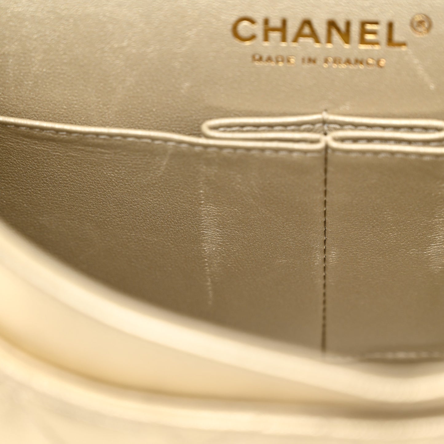 Metallic Lambskin Quilted Medium Double Flap Gold