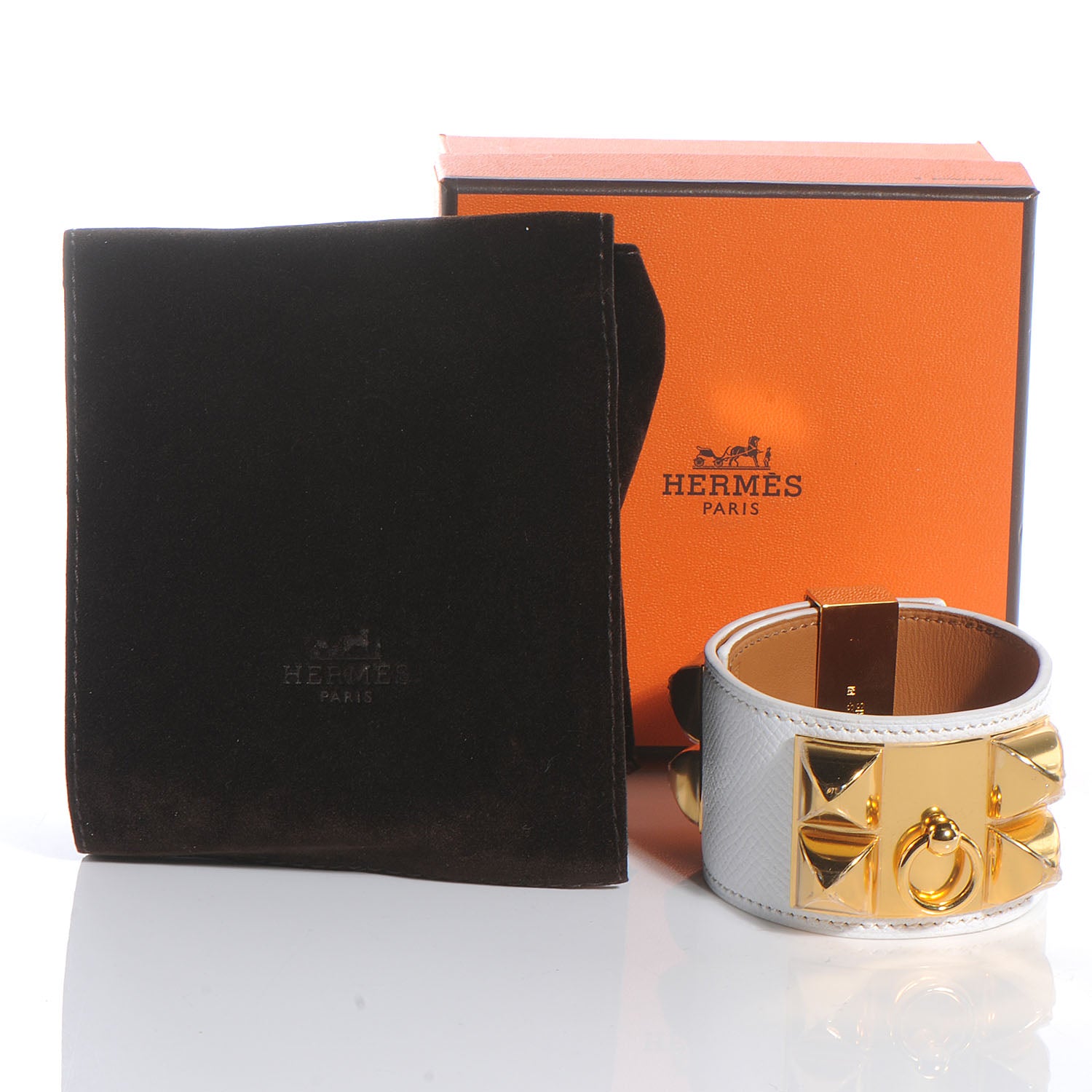 Hermes Epsom Collier de Chien CDC Bracelet White Large 3 of 7