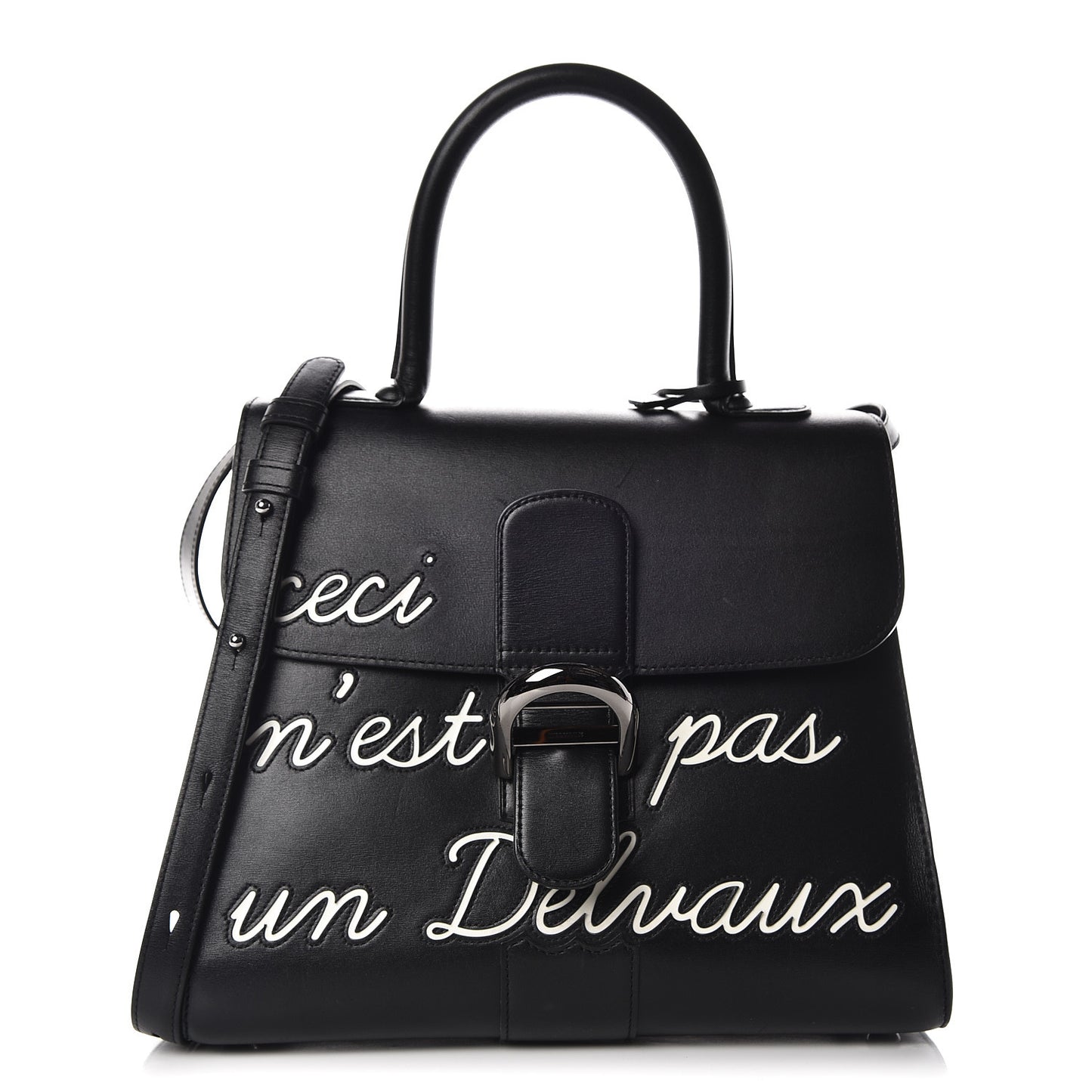 Calfskin MM L'Humour Brillant Satchel Black