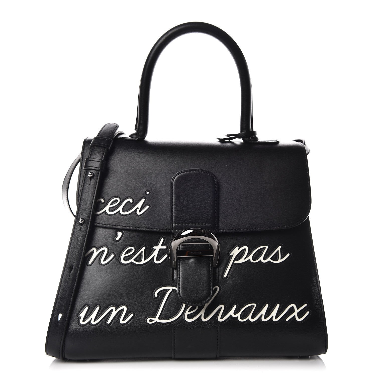 Delvaux Calfskin MM L'Humour Brillant Satchel Black 1 of 15