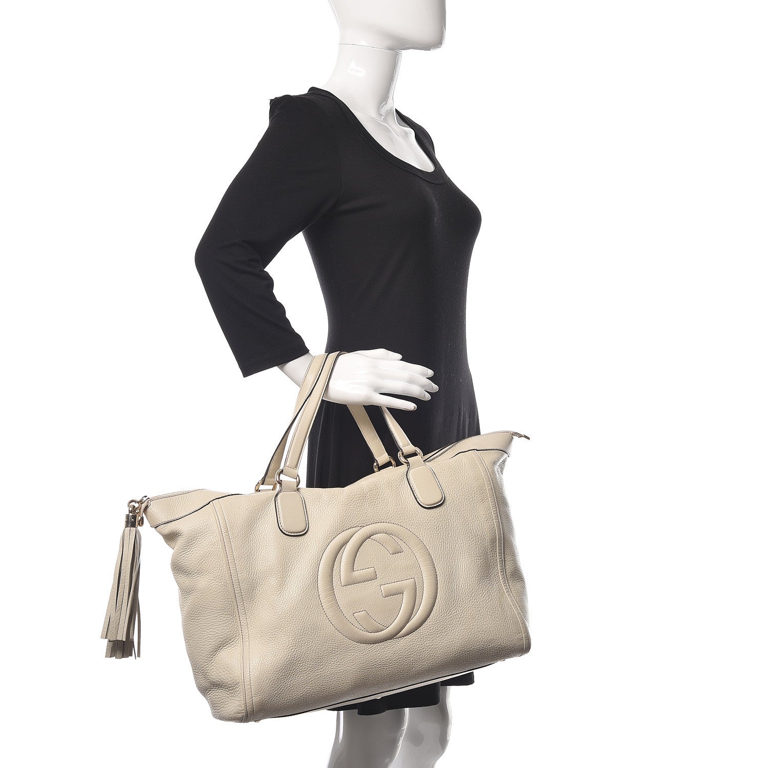 Gucci Pebbled Calfskin Large Soho Top Handle Bag Off White 2 of 19