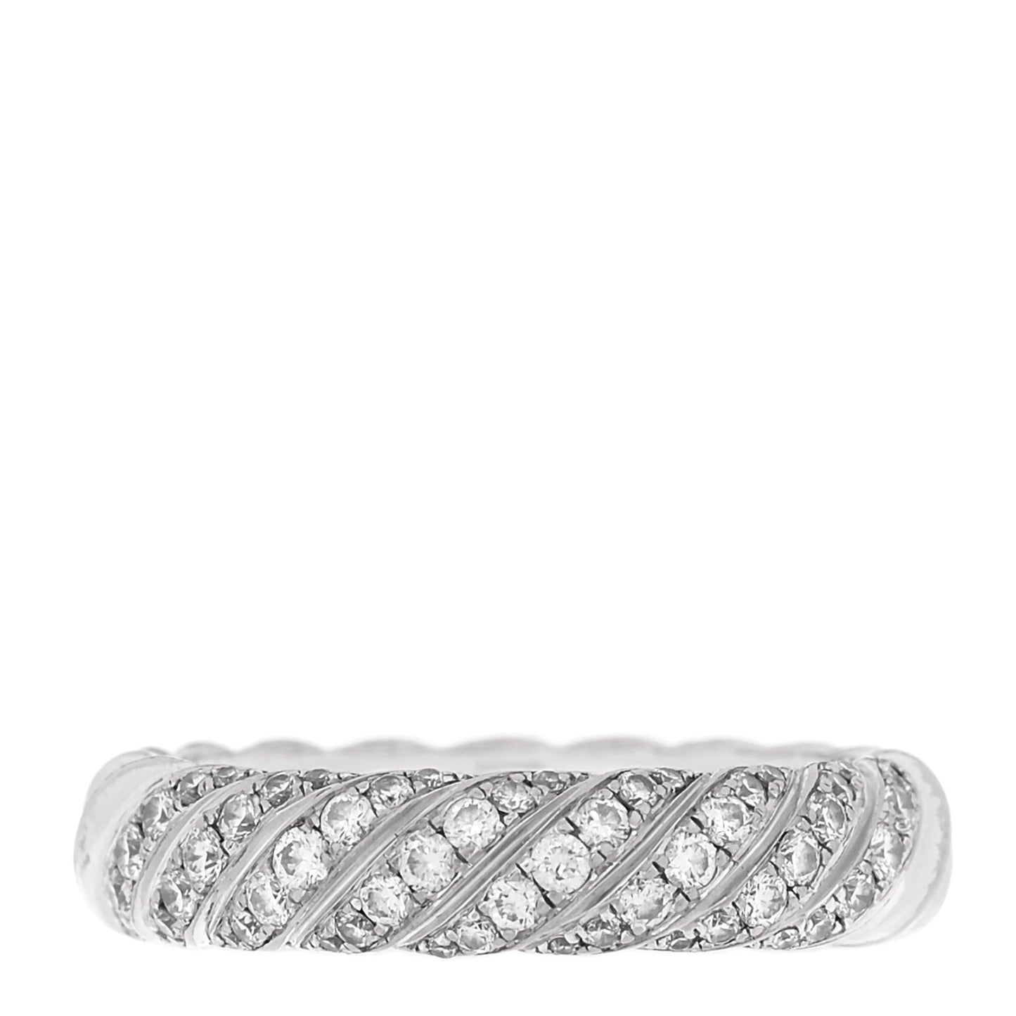 18K White Gold Diamond 4.6mm Sculpted Cable Band Ring 49 5
