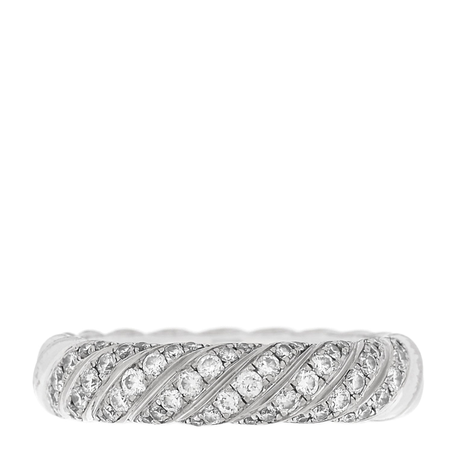 David Yurman 18K White Gold Diamond 4.6mm Sculpted Cable Band Ring 49 5 1 of 5