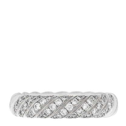 David Yurman 18K White Gold Diamond 4.6mm Sculpted Cable Band Ring 49 5 1 of 5