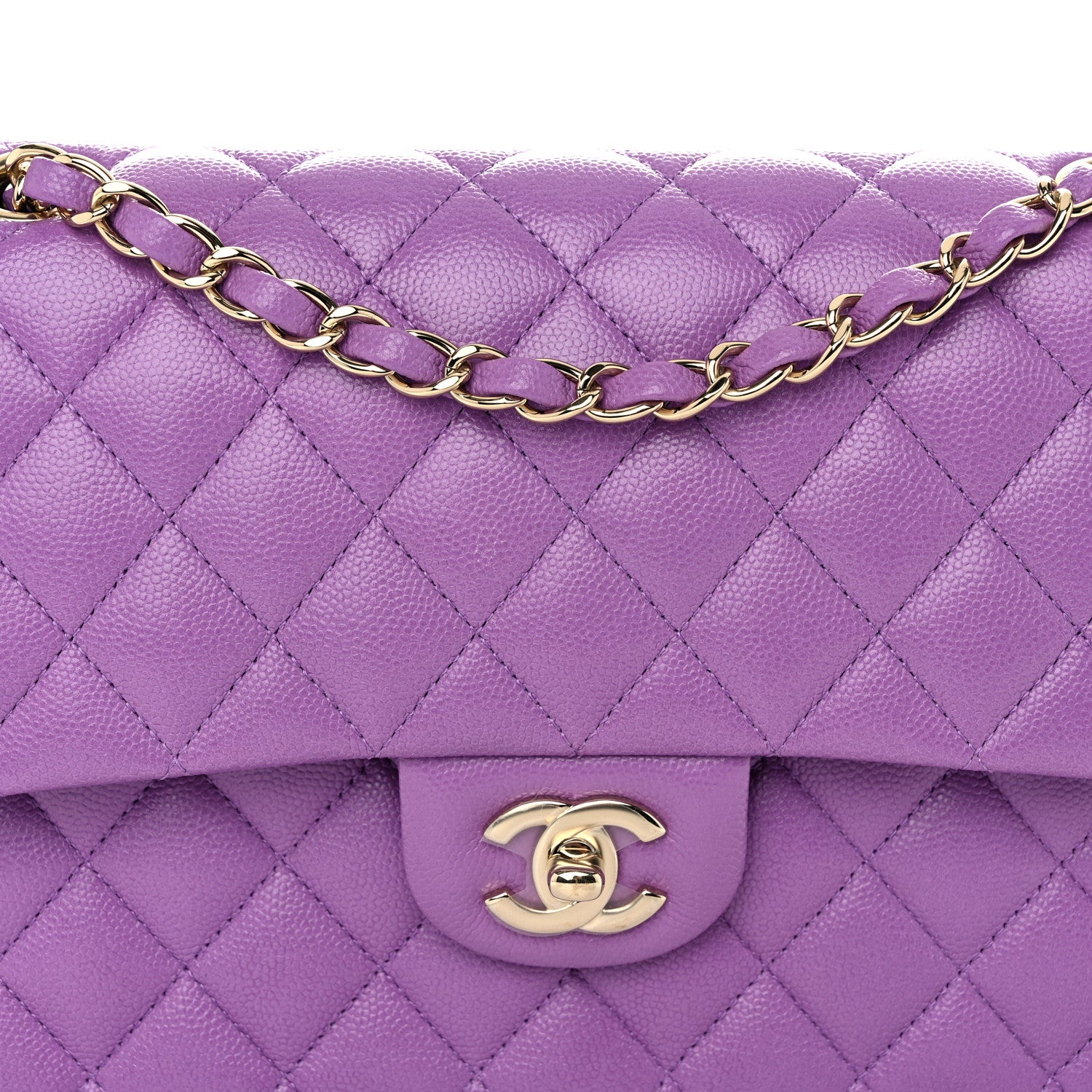 Chanel Caviar Quilted Medium Double Flap Purple 8 of 10