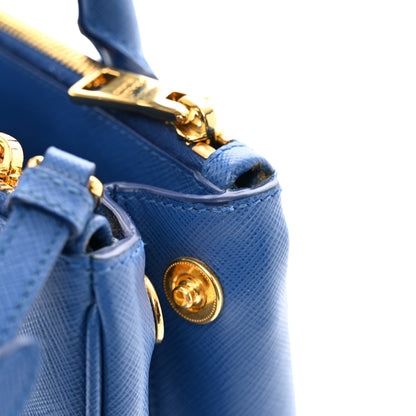 Prada Saffiano Lux Mini Galleria Double Zip Tote Azzurro 12 of 12