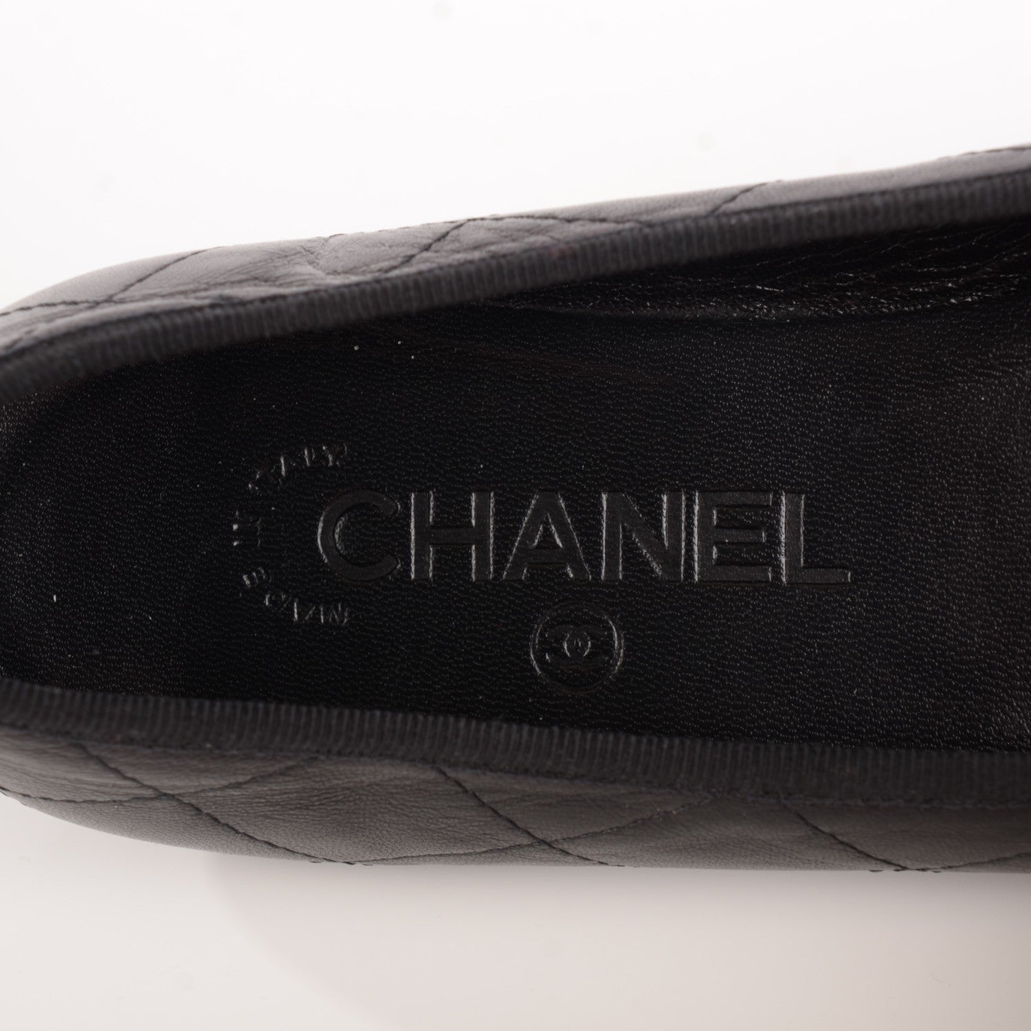 Chanel Lambskin Quilted Cambon Ballerina Flats 37.5 Black 8 of 9