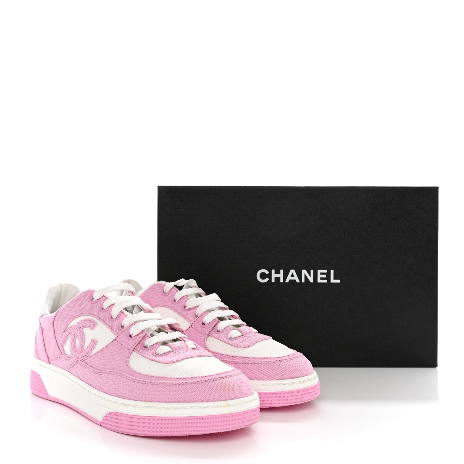 Chanel Cotton Sneakers 39.5 Pink White 12 of 12