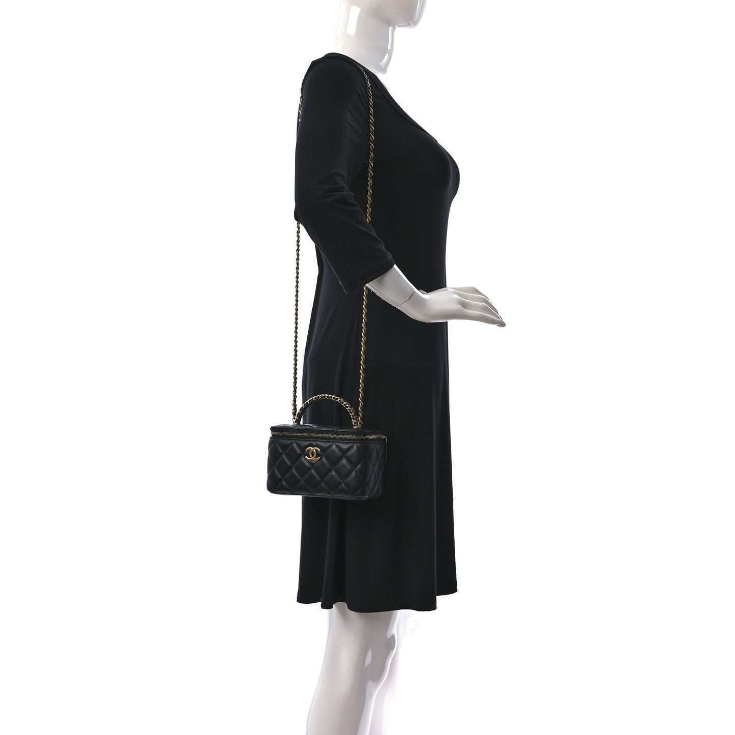 Lambskin Quilted Pick Me Up Vanity Case Black