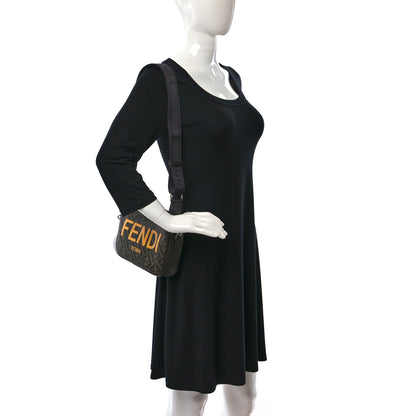 Fendi Shiny Glazed Fabric Vitello Cover FF 1974 Logo Medium Camera Case Tobacco Moro Giallo Ebano 2 of 9