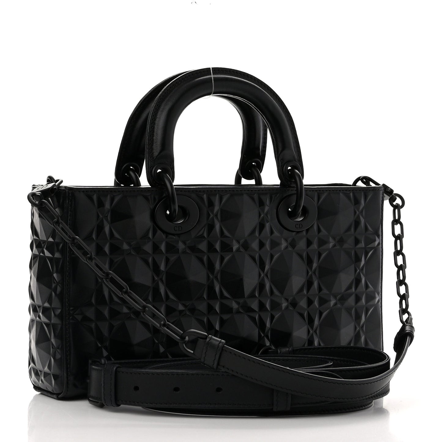 Calfskin Cannage Diamond Medium Lady D-Joy Black