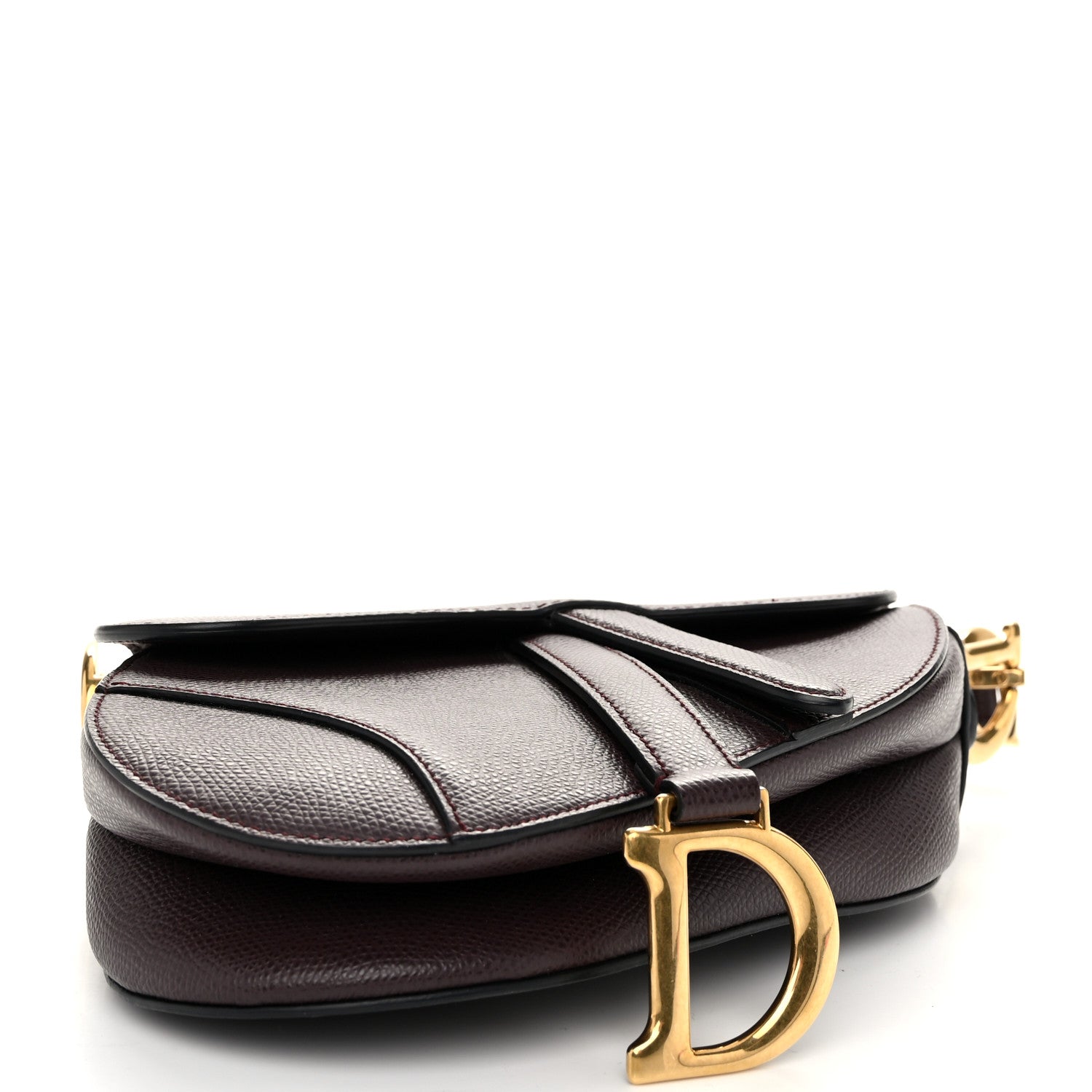 Christian Dior Grained Calfskin Mini Saddle Bag Plum 4 of 10