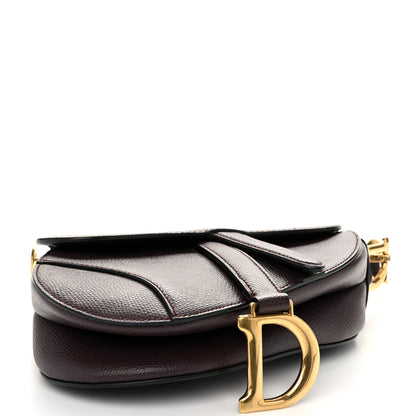 Christian Dior Grained Calfskin Mini Saddle Bag Plum 4 of 10