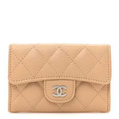 Chanel Caviar Quilted Flap Card Holder Wallet Beige 1 of 7